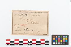 Etikett zu Bronzearmreif (NHMW-PRAE-025269)